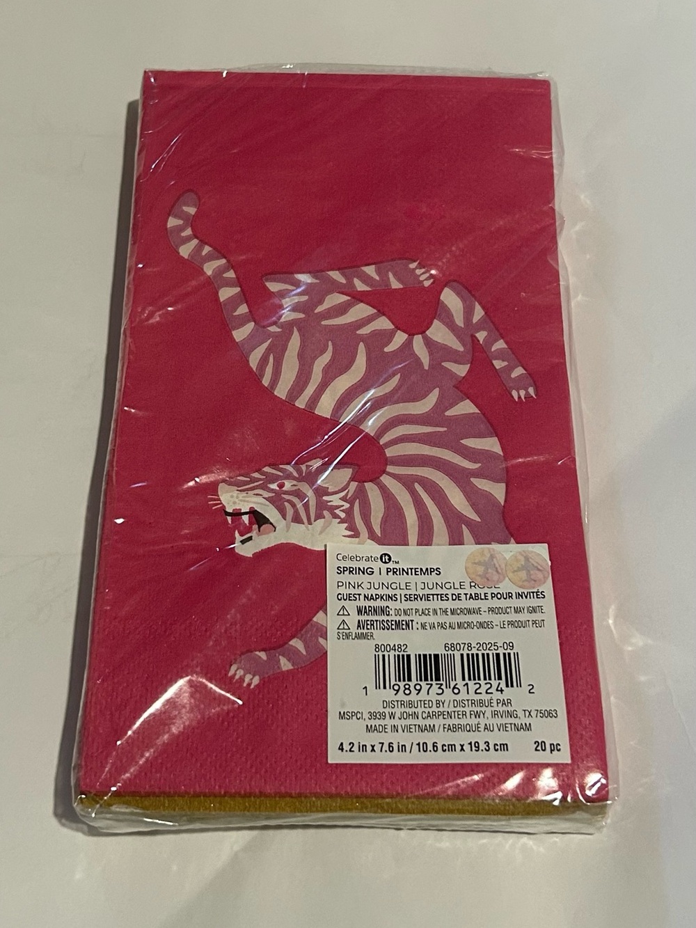 New 100 Pink Tiger Guest Napkins 4 5/8” x 7 13/16” made in Vietnam - Picture 2 of 13